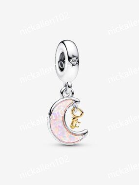 Pandora Two-tone Key & Moon Dangle Charm